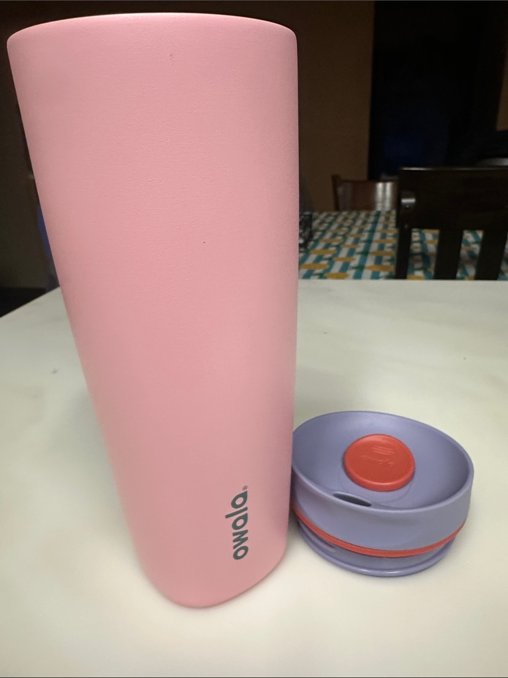 Owala Pink Insulated Travel Bottle with Lavender Lid